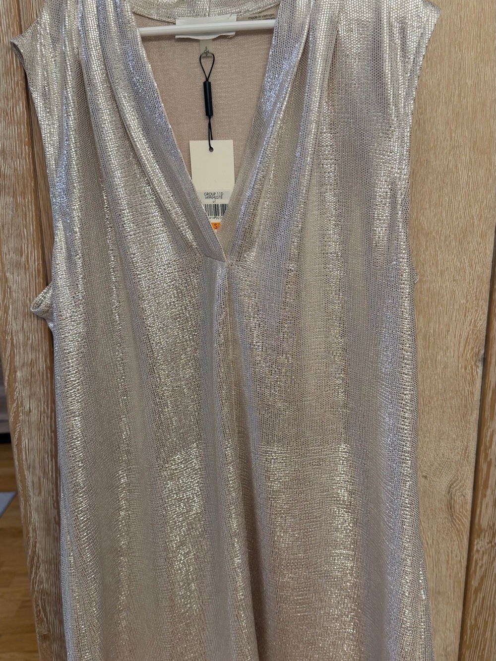 Calvin Klein Metallic Silver V-Neck Sleeveless Top